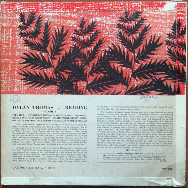 Dylan Thomas : Dylan Thomas Reading A Child's Christmas In Wales And Five Poems Vol.1 (LP)