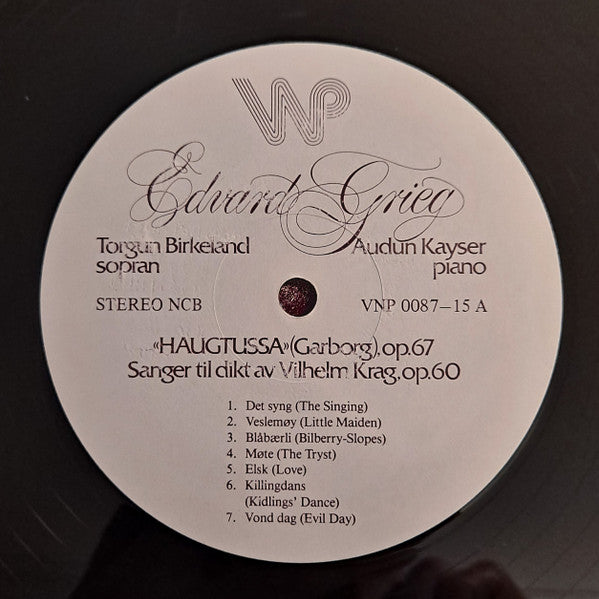 Torgun Birkeland, Audun Kayser : Grieg Memory Album Vol. 5 - «Haugtussa»(Garborg),Op.67 • Sanger Til Dikt Av Vilhelm Krag,Op.60 (LP, Album, Gat)