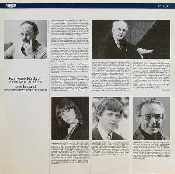 Pehr Henrik Nordgren / Einar Englund, Kaija Saarikettu, Ostrobothnian Chamber Orchestra, Juha Kangas / Radion Sinfoniaorkesteri, Ulf Söderblom : Violin Concerto No. 3, Op. 53 / Concerto Per Violino Ed Orchestra (LP)