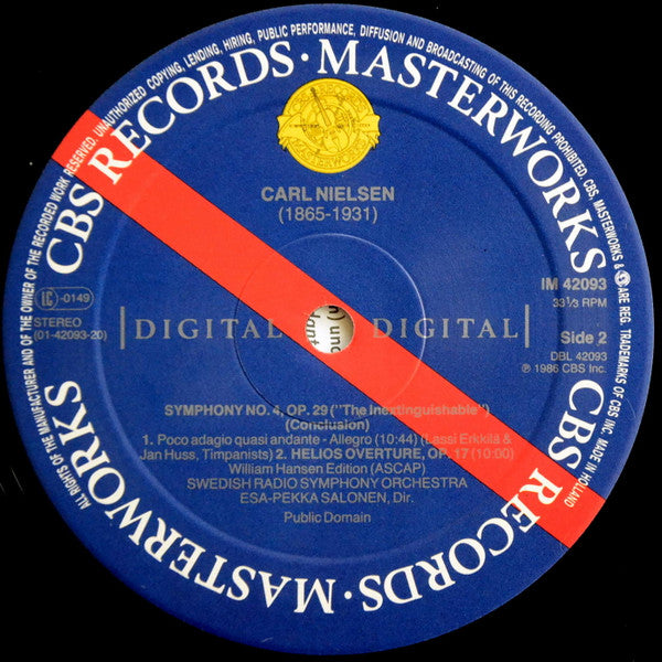 Carl Nielsen : Esa-Pekka Salonen, Sveriges Radios Symfoniorkester : Symphony No. 4 "The Inextinguishable" / Helios Overture (LP, Dig)