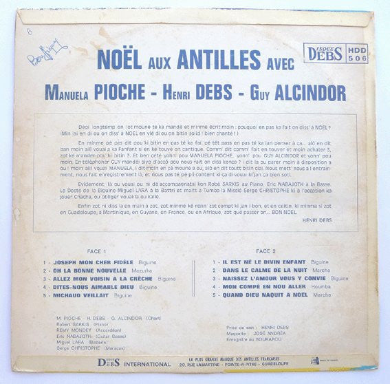 Manuela Pioche - Henri Debs - Guy Alcindor : Noël Aux Antilles (LP)
