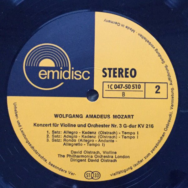 David Oistrach, Max Bruch, Lovro Von Matacic, London Symphony Orchestra, Wolfgang Amadeus Mozart, Philharmonia Orchestra : Bruch: Violinkonzert G-moll Op. 26 / Mozart: Violinkonzert Nr. 3 G-dur KV 216 (LP, Comp)