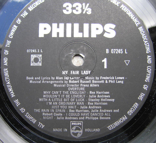 Rex Harrison, Julie Andrews With Stanley Holloway Book And Lyrics By Alan Jay Lerner Music By Frederick Loewe : My Fair Lady (LP, Album, Mono, RE)