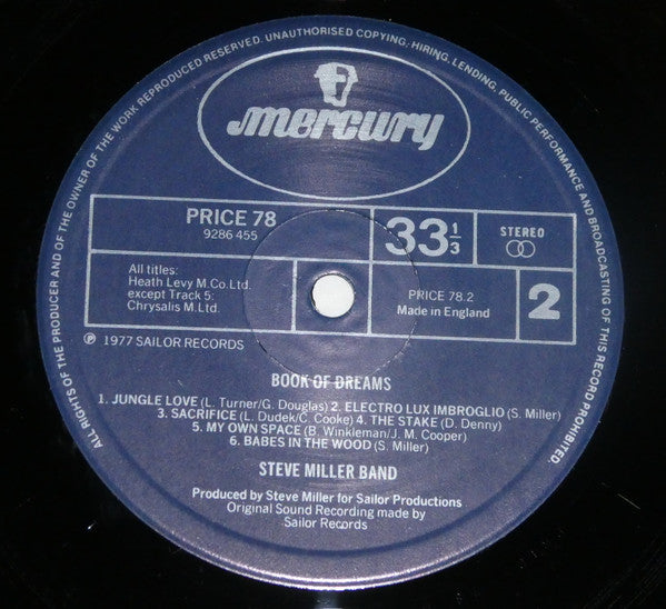Steve Miller Band : Book Of Dreams (LP, Album, RE)