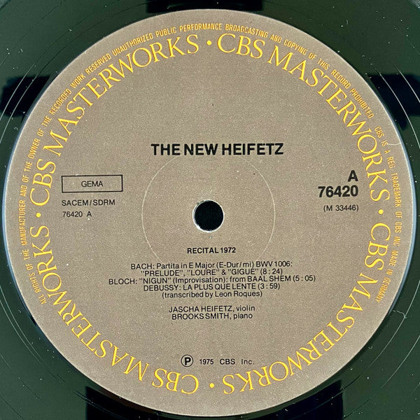 Jascha Heifetz : The New Heifetz (Recital 1972) (LP, Album, Gat)