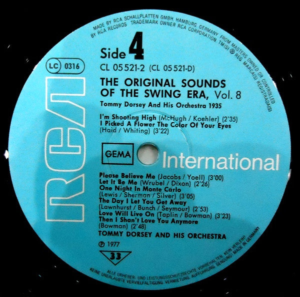Tommy Dorsey And His Orchestra : 1935 The Original Sounds Of The Swing Era Vol. 8 (2xLP, Comp, Mono)