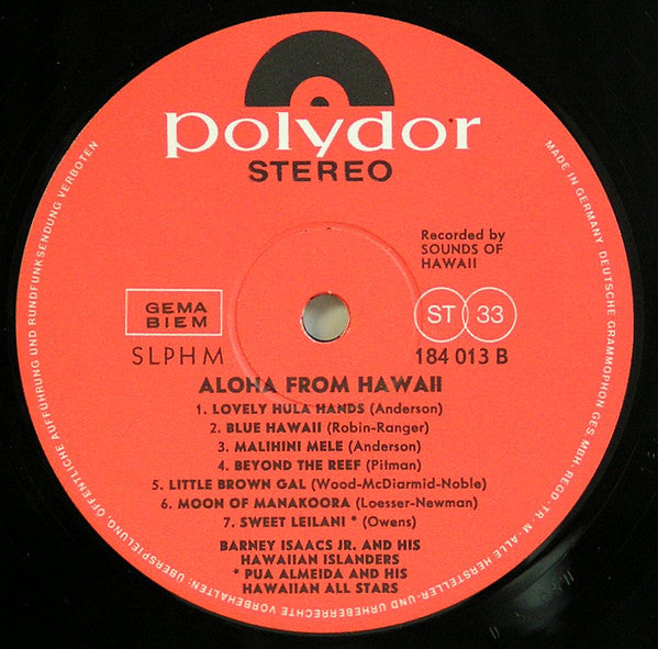 Barney Isaacs Jr. And His Hawaiian Islanders And Pua Almeida And His Hawaiian All Stars : Aloha From Hawaii (LP)