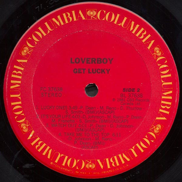 Loverboy : Get Lucky (LP, Album, Pit)