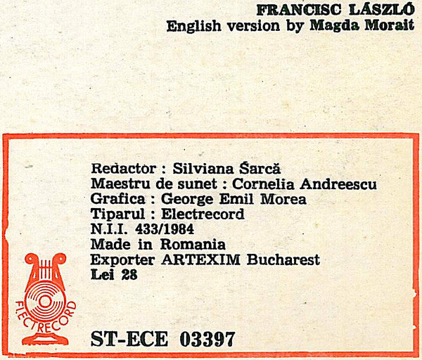 Tomaso Albinoni / Alessandro Marcello / Antonio Vivaldi - Orchestra de cameră a Filarmonicii de stat Oradea Conductor Ervin Acél Oboe Aurel Marc : Concertos For Oboe And Strings Orchestra (LP)