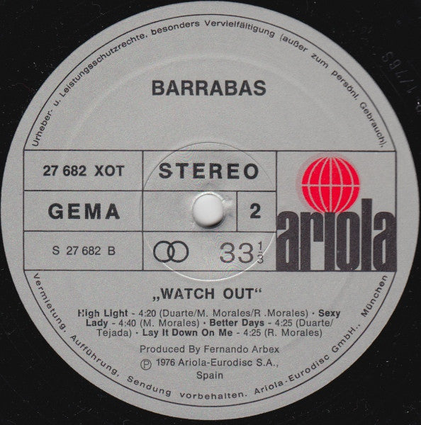 Barrabas : Watch Out (LP, Album)