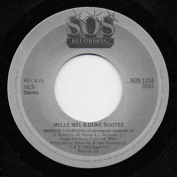 Melle Mel & Duke Bootee : Message II (7")
