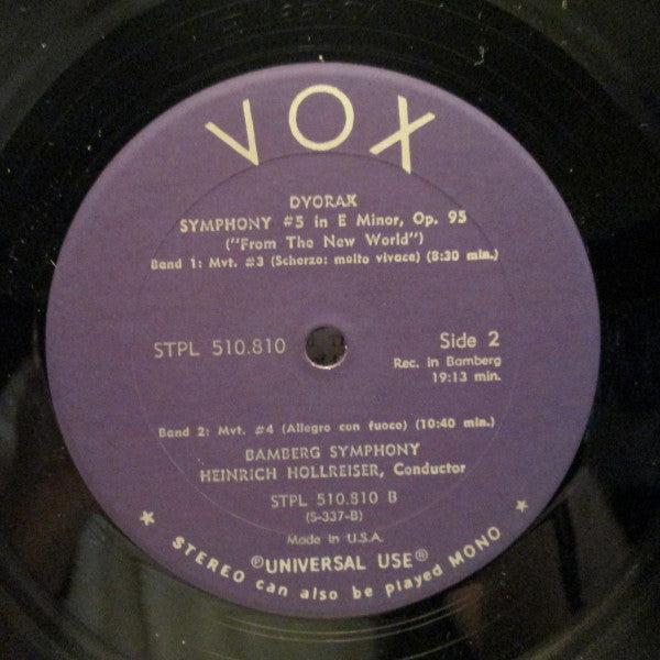Antonín Dvořák - Bamberger Symphoniker, Heinrich Hollreiser : Symphony #5, E Minor, Op. 95 "From The New World" (LP, Album, RE)
