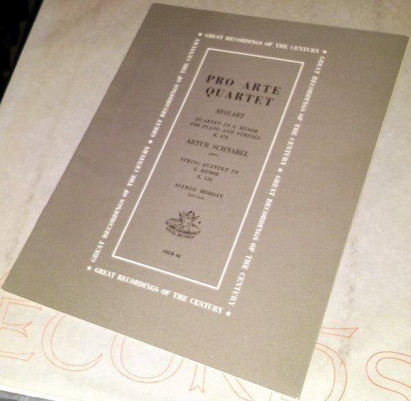 Wolfgang Amadeus Mozart - Pro Arte Quartet, Artur Schnabel, Alfred Hobday : Quartet In G Minor For Piano And Strings, K. 478 / String Quintet In G Minor, K 516 (LP, Mono)