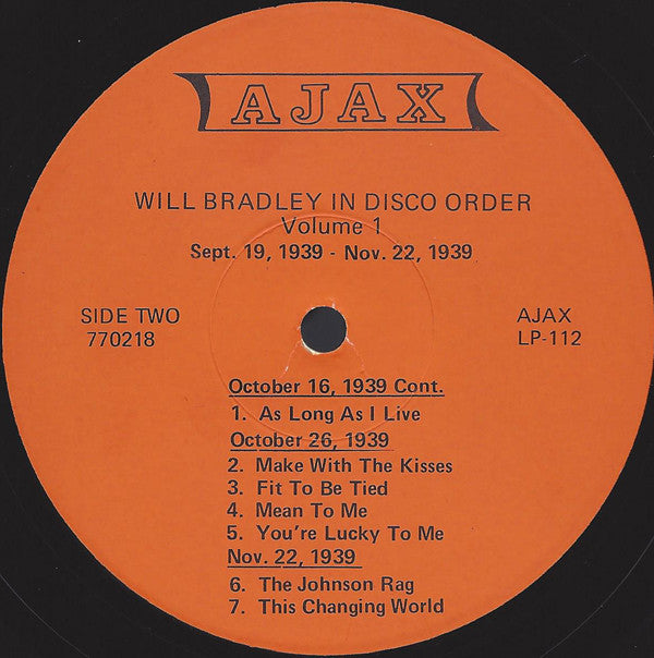 Will Bradley : Will Bradley In Disco Order, Volume One (LP, Comp)
