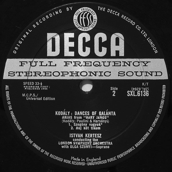 Zoltán Kodály, István Kertész, London Symphony Orchestra : Music Of Kodály (LP)