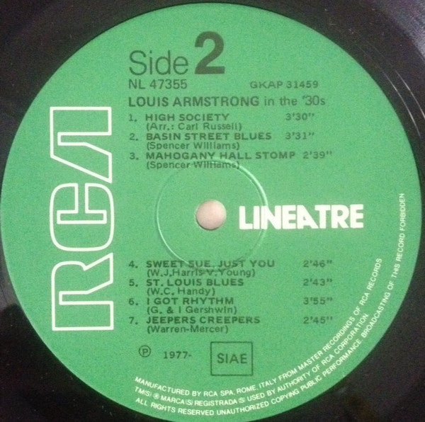 Louis Armstrong : In The 30's (LP, Comp)