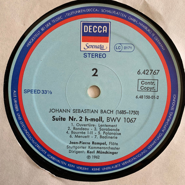 Giovanni Battista Pergolesi / Johann Sebastian Bach, Jean-Pierre Rampal : Flute Concertos No 1 & 2 - Suite Nr. 2 (LP, Comp, RE)