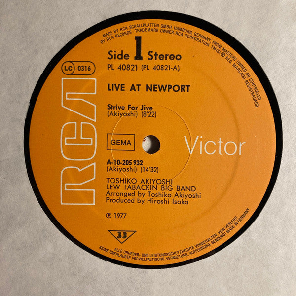 Toshiko Akiyoshi-Lew Tabackin Big Band : Live At Newport (LP)