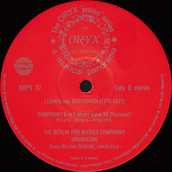 Ludwig van Beethoven - Hans Werner Richter, The Berlin Pro Musica Symphony Orchestra : Symphony 6 In F, Op 68 (Pastoral) (LP)