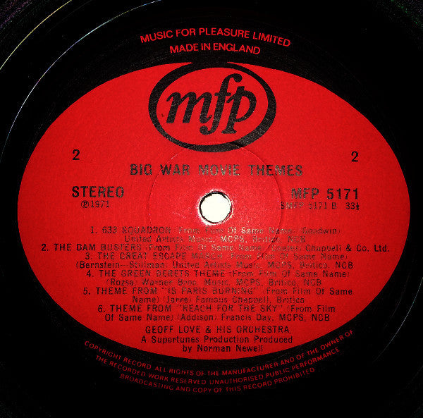 Geoff Love & His Orchestra : Big War Movie Themes (LP, Album, RE)