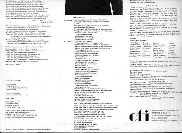 Sonny Okosuns Ozziddi : 3rd World (LP, Album)