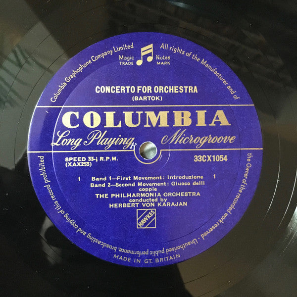 Béla Bartók, Herbert von Karajan, Philharmonia Orchestra : Concerto For Orchestra (LP, Album, Mono)