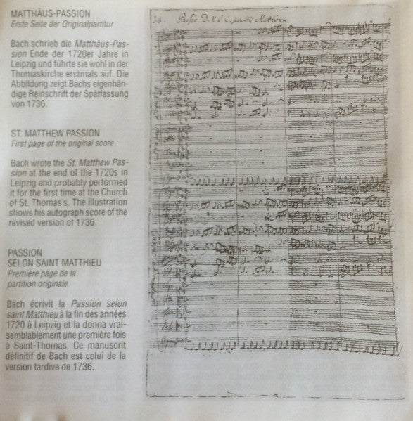 Johann Sebastian Bach, Herbert von Karajan : Matthäus-Passion = St. Matthew Passion = Passion Selon St Matthieu (Arien & Chöre = Arias & Choruses = Airs & Chœurs) (CD, Album, RM)