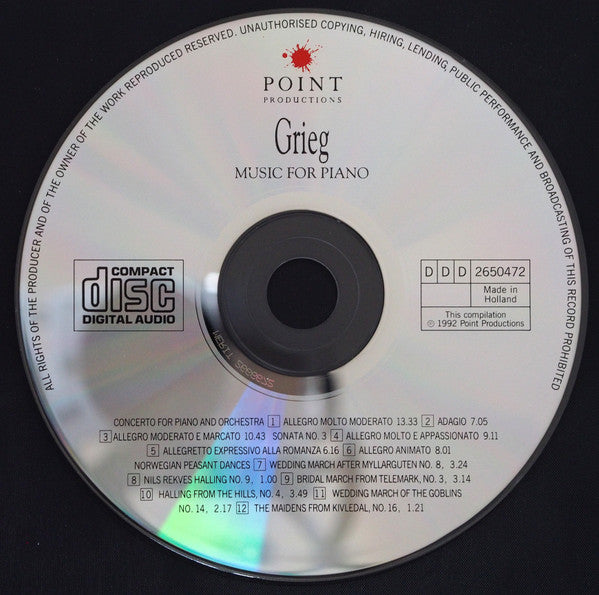 Edvard Grieg : Music For Piano (CD, Album, Comp)