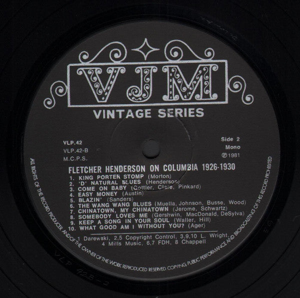 Fletcher Henderson And His Orchestra : 1926 - 1930 New York Columbia Sessions In Chronological Order (LP, Comp, Mono)