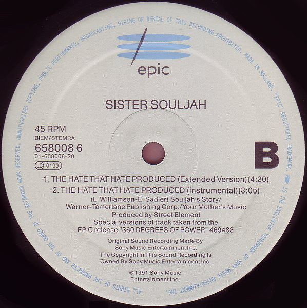 Sister Souljah : The Hate That Hate Produced (12")