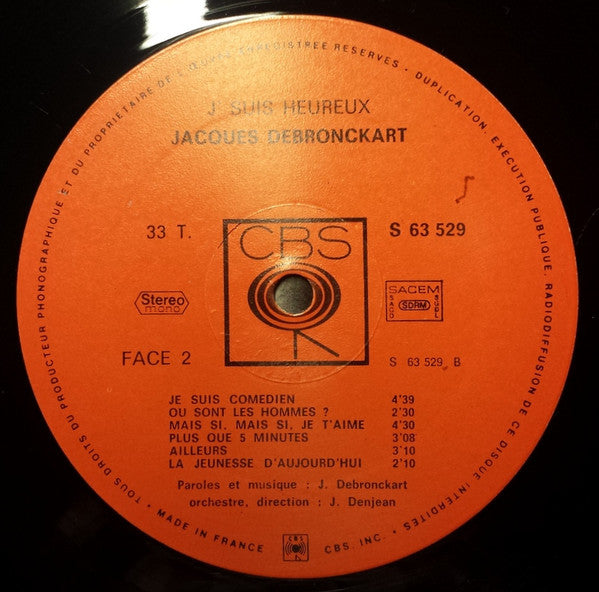 Jacques Debronckart : J'suis Heureux (LP, Album, RE)