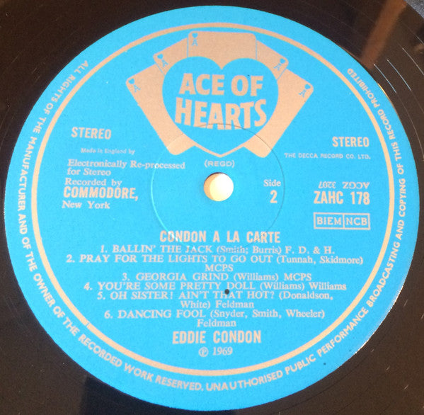 Eddie Condon : Condon A La Carte (LP, Comp, RE, blu)