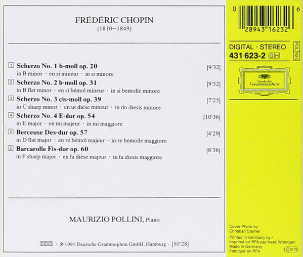 Frédéric Chopin - Maurizio Pollini : 4 Scherzi · Berceuse · Barcarolle (CD, Album, RE)
