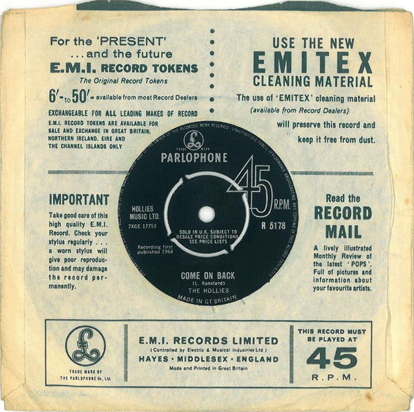 The Hollies : We're Through (7", Single)