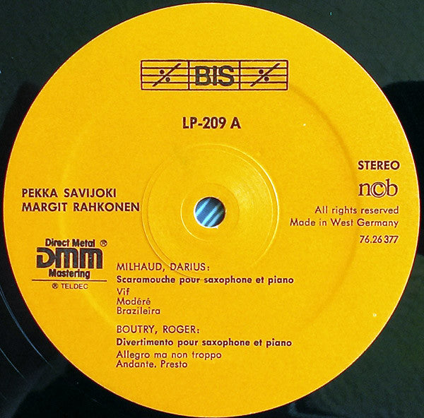 Darius Milhaud, Roger Boutry, Jean Françaix, Jacques Ibert, Pekka Savijoki, Margit Rahkonen : The French Saxophone (LP, Album)