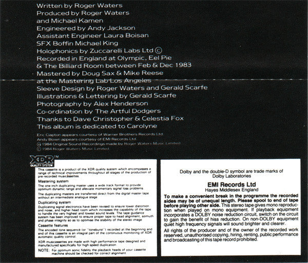 Roger Waters : The Pros And Cons Of Hitch Hiking (Cass, Album)