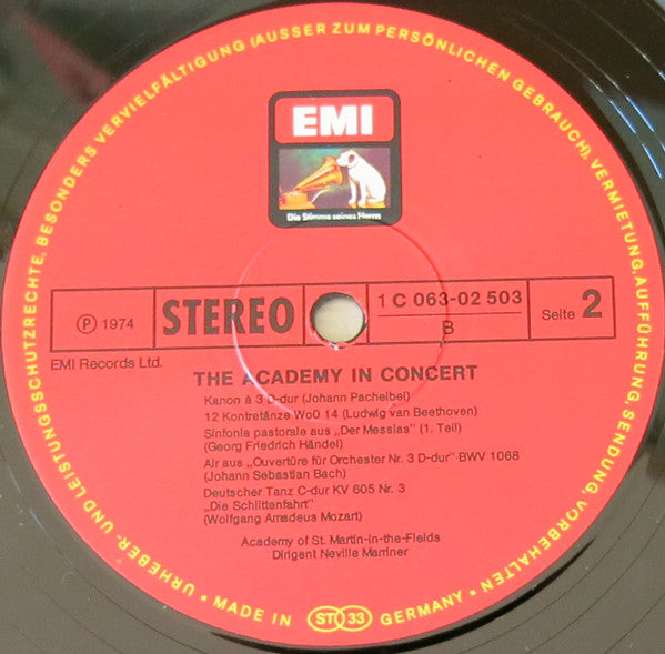 Sir Neville Marriner, The Academy Of St. Martin-in-the-Fields : The Academy In Concert (LP)