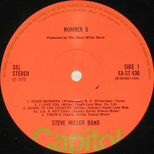 Steve Miller Band : Number 5 (LP, Album, RP, Gat)