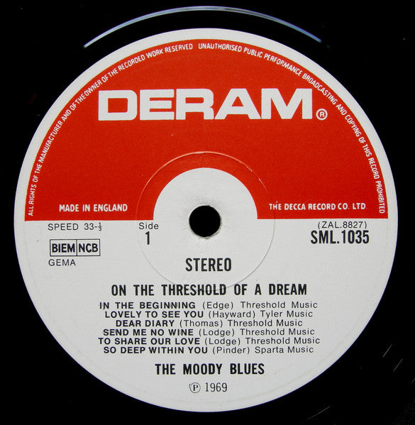 The Moody Blues : On The Threshold Of A Dream (LP, Album, RP, Gat)