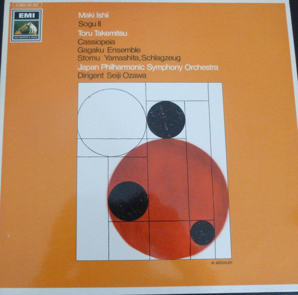 Maki Ishii, Toru Takemitsu - Stomu Yamash'ta / Seiji Ozawa, Japan Philharmonic Symphony Orchestra, Gagaku Ensemble : Sogu II / Cassiopeia (LP, Album)