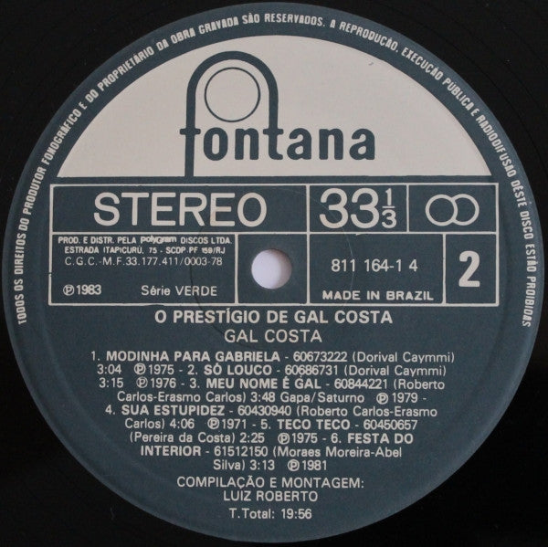 Gal Costa : O Prestígio De Gal Costa (LP, Comp)