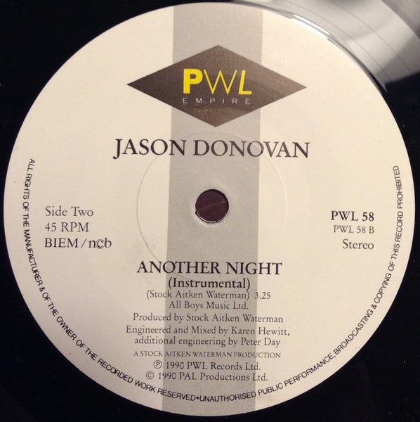 Jason Donovan : Another Night (7", Single)
