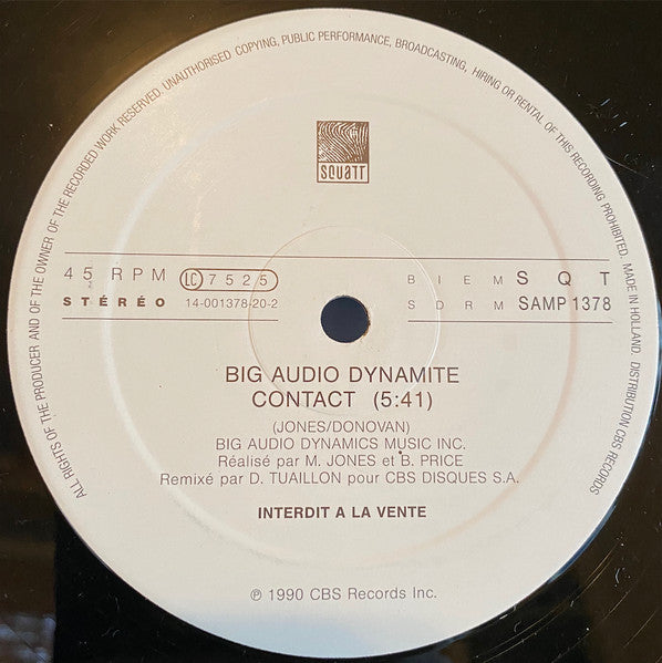 Big Audio Dynamite : Contact (12", Single, Promo)