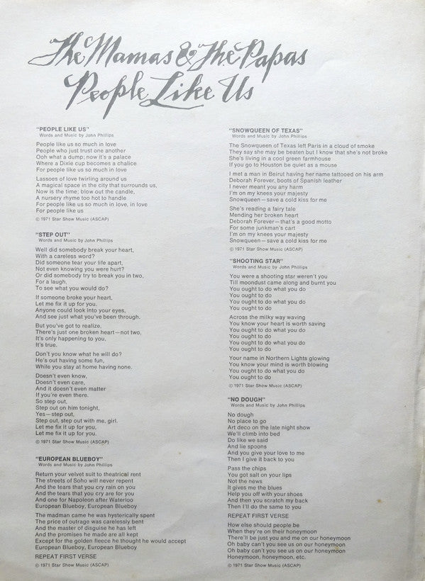 The Mamas & The Papas : People Like Us (LP, Album, San)