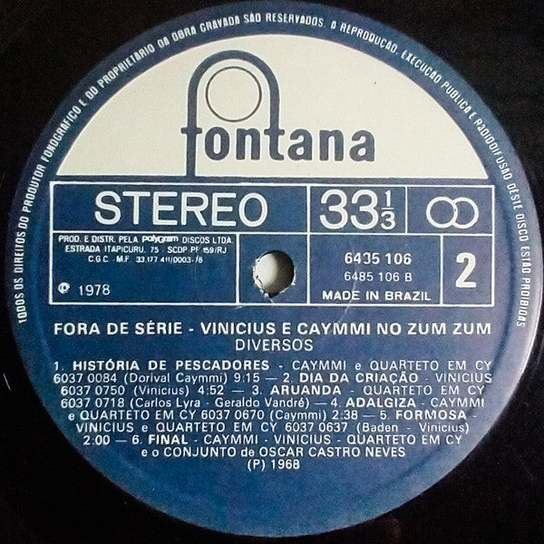 Vinicius De Moraes e Dorival Caymmi : No Zum Zum (LP, Album, RE)