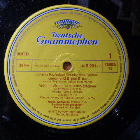 Antonio Vivaldi, Tomaso Albinoni, Johann Pachelbel, Michel Schwalbé, Berliner Philharmoniker, Herbert von Karajan : Die Vier Jahreszeiten / Adagio / Kanon & Gigue (LP, Comp)