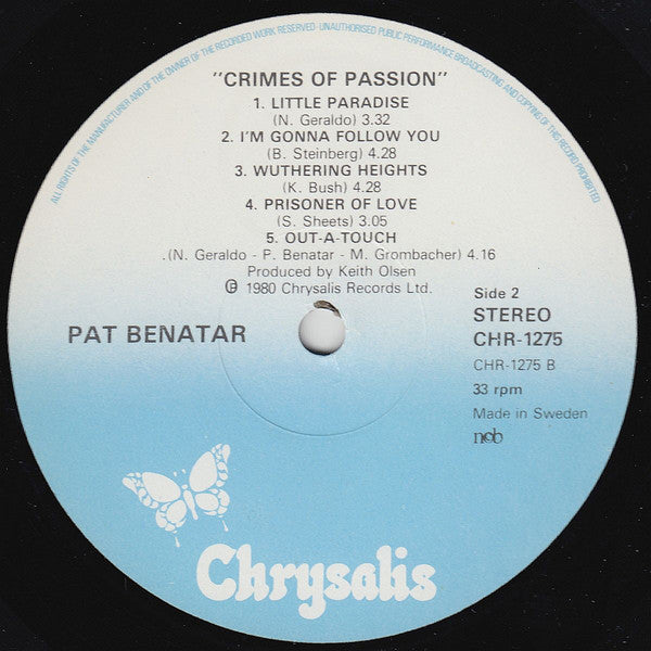 Pat Benatar : Crimes Of Passion (LP, Album)