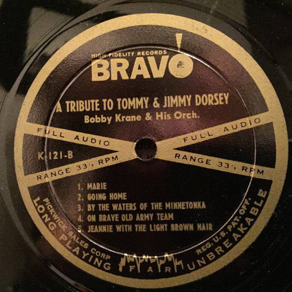 Bobby Krane And His Orchestra : A Tribute To ... Tommy & Jimmy Dorsey (LP, Album, Mono)