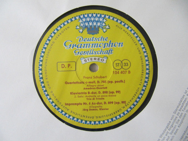 Frédéric Chopin • Franz Schubert / Tamás Vásáry, Amadeus-Quartett, Trio Di Trieste, Jörg Demus : Ausgewählte Meisterwerke (LP, RP)