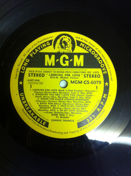 Connie Francis : Sings Songs From Her New MGM Motion Picture "Looking For Love" (LP, Album)